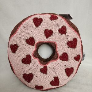 Heart Besded Donut Shaped Pillow 15" Incges Wide